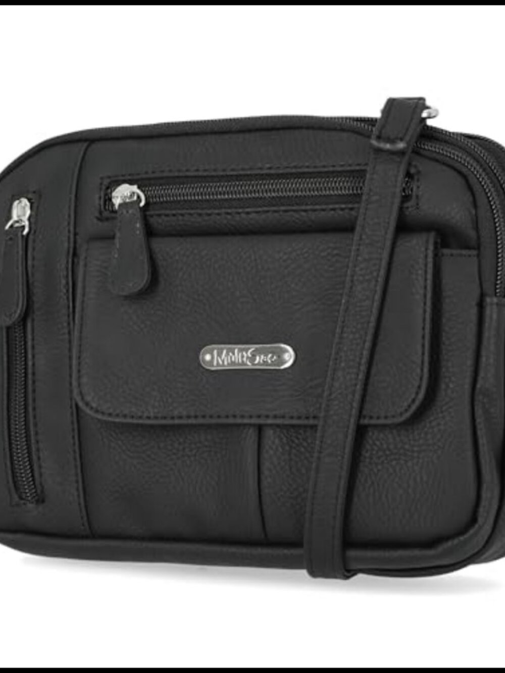 MultiSac Zippy Triple Compartment Crossbody Bag Vegan Leather Travel Purse